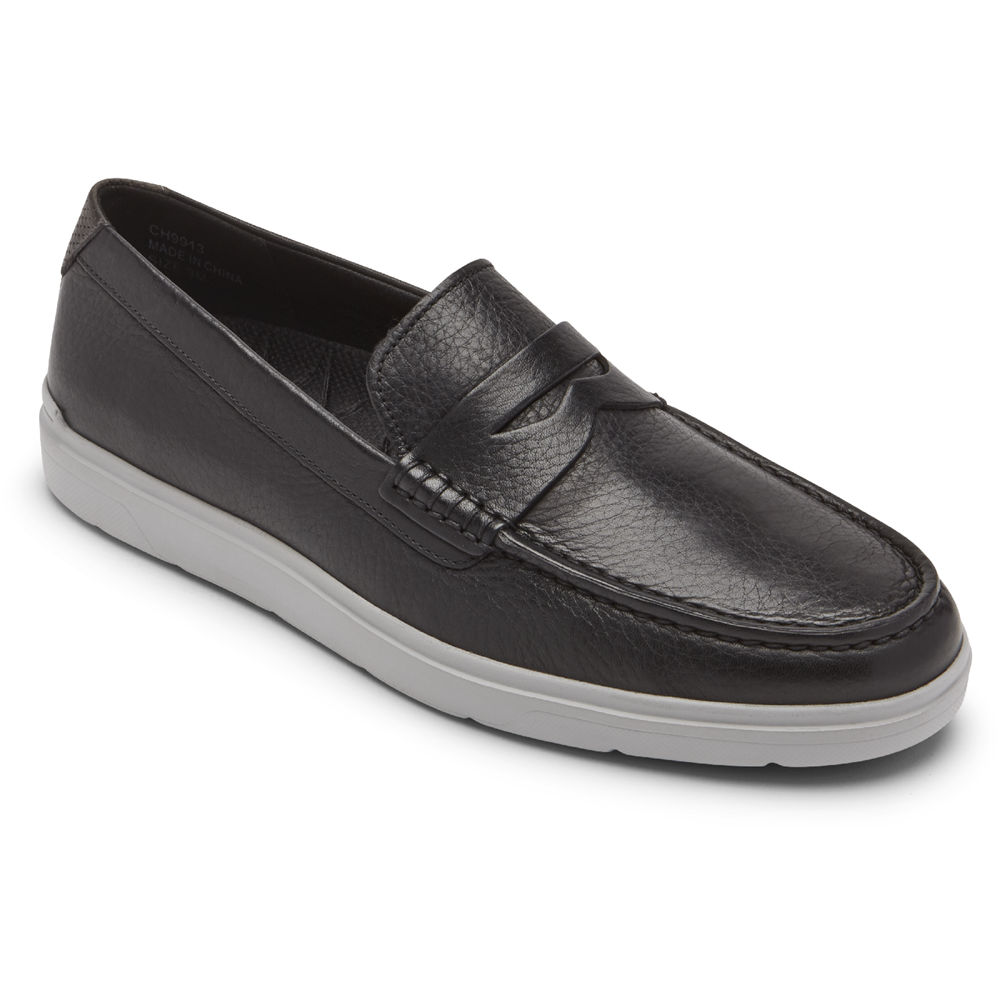 Mens Loafers - Rockport Total Motion Lite Penny - Black - YQPG90687